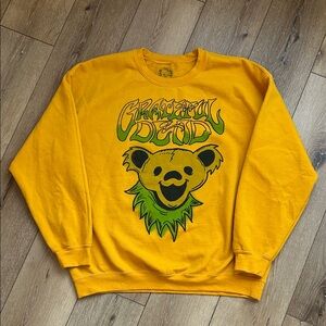 Grateful Dead Bear Crewneck Sweatshirt Yellow Mens XL Pullover Band Hippie